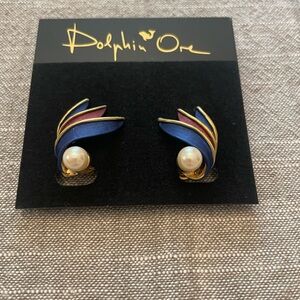 Dolphin Ore Blue and Gold Earrings